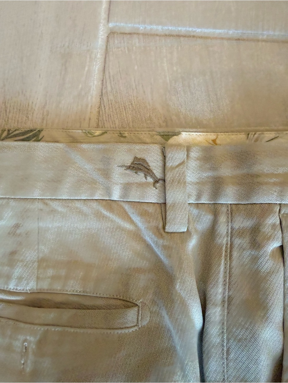 Tommy Bahama Silk Light Tan Dress Pants with Subtle Sheen